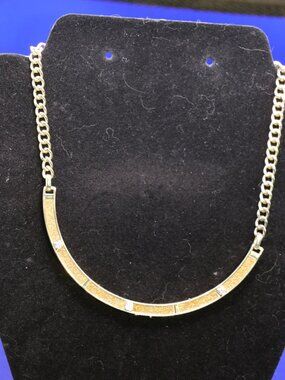 Limited Gold Tone Collar Necklace w/Textured "Diamond Dust" Finish & Rhinestones